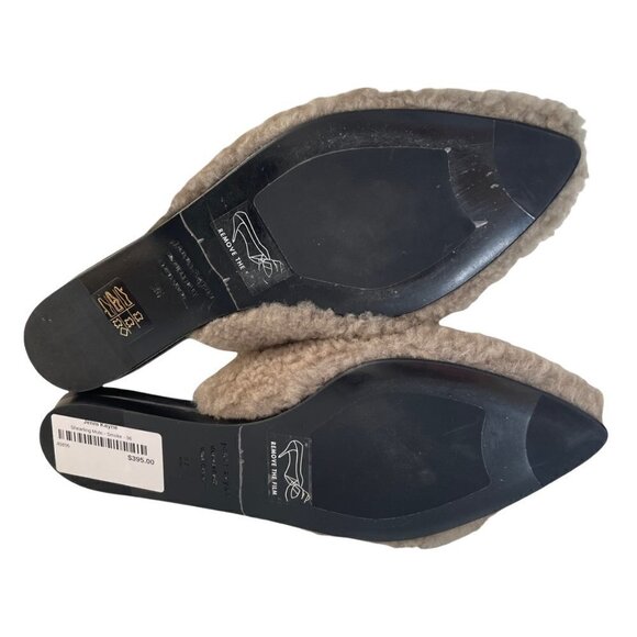 NWOB Jenni Kayne Shearling Fur Trim Slip On Mules Clog Smoke Size 36 - Picture 7 of 9